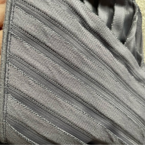 Clara Sunwoo Dove Grey Boutique Metallic Sheer Double Zip Tiered Top Jacket Fun - Picture 14 of 16